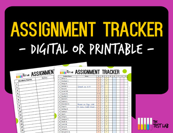 Preview of Student Assignment Tracker Checklist Digital Editable Printable Customizable
