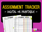 Student Assignment Tracker Checklist Digital Editable Prin