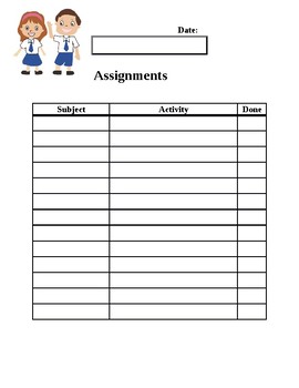 Preview of Student Assignment Tracking Sheet