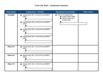 Preview of Student Assignment and Assessment Digital Organizer