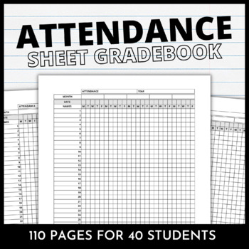Preview of Student Attendance Sheet Gradebook Printable Template