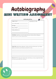 Student Autobiography Writing | Mini Writing Assignment | 