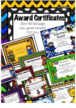 Preview of Student Award Certificates- Variety, Colorful, over 40 certificates!