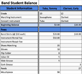 Student Band/Choir Balance Tracker-Google Sheet Template