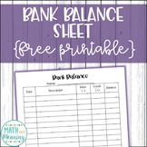Student Bank Balance Sheet - Great for Classroom Economy