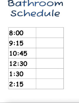 Preview of Student Bathroom Schedule- digital resource- download- printable