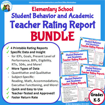 Preview of Student Behavior & Academic Rating Report Bundle: Elementary School (Printable)