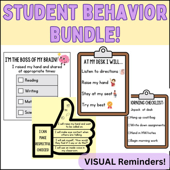 Preview of Student Behavior Bundle! Classroom Management Posters & Checklists