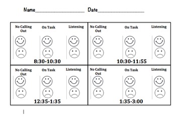 Fourth Grade Behavior Chart