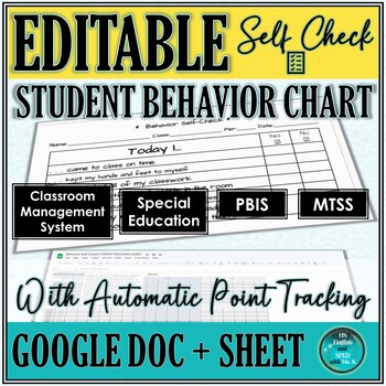 Preview of Student Behavior Chart | Self Check and Point Tracking Template | EDITABLE
