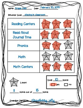 Preview of Student Behavior Chart Spider Web