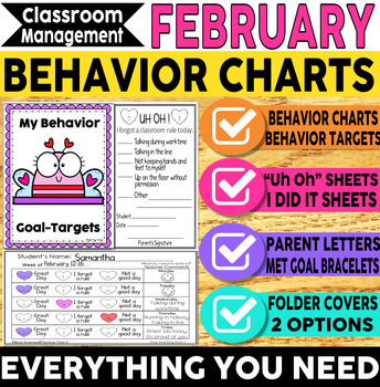 Preview of Behavior Charts Valentines Day February Classroom Management