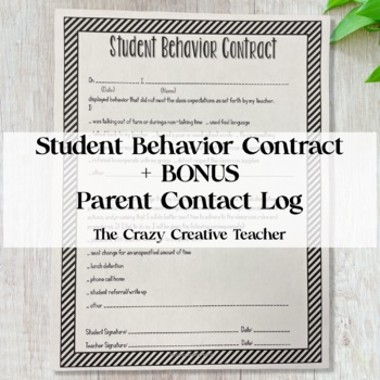 Preview of Editable Student Behavior Contract - Upper Elementary/Middle