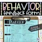 Student Behavior Feedback & Documentation Form