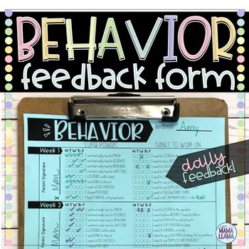 Preview of Student Behavior Feedback & Documentation Form