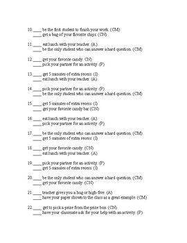 Student Behavior Interest Inventory | Create Behavior Incentives ...