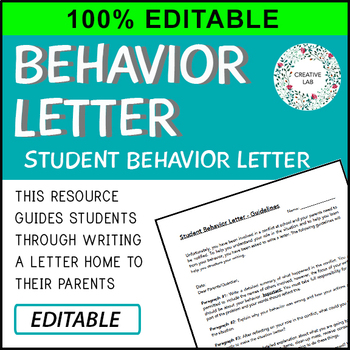 Student Behavior Letter To Parents 100% Editable by Creative Lab