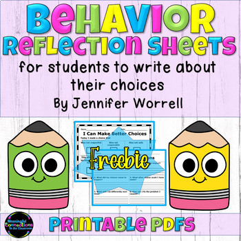 Preview of Student Behavior Reflection Sheets to Encourage Positive Choices