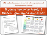 Back to the Good Behavior Rubric and Parent Communication Letter