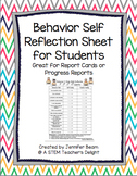 Student Behavior Self Reflection