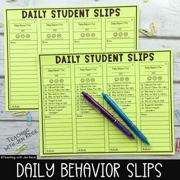 Preview of Daily Slips for Classroom Management