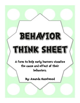 Preview of Student Behavior Think Sheet