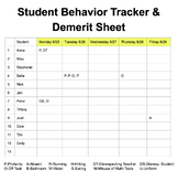 Student Behavior Tracker and Demerit Sheet - Editable | Ba
