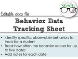 Behavior Data Tracking Sheet