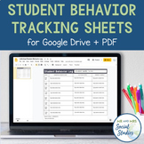 Student Behavior Tracking Sheets for Google Drive and PDF 