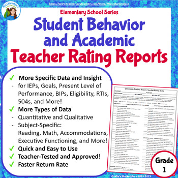 Preview of Student Behavior and Academic Rating Report: Grade 1 (Printable)