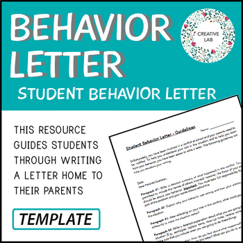 Preview of Student Behaviour Letter - To Parents - Template