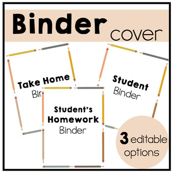 Preview of Student Binder Cover | Editable Homework, Take home, Student Binder Cover
