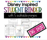 Student Binder - Ready to Print & Editable Pages - Disney 