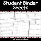 Special Education Student Binder Sheets (IEP Progress, Par