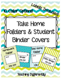 EDITABLE Student Binder & Take Home Folder Covers {Blue & Green}