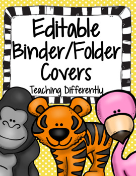 Preview of Binder and Folder Covers - Editable! (Zoo Theme)