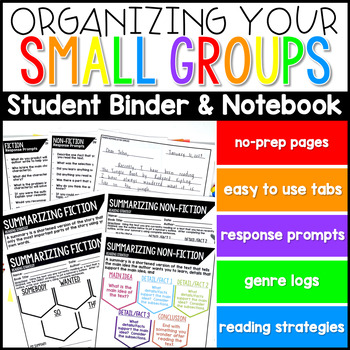 Preview of Student Binder and Notebook Organization Kit for Small Group Reading