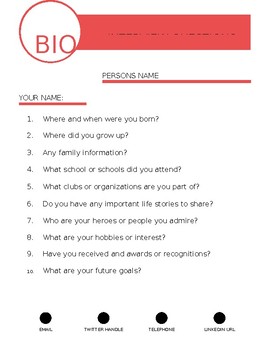 Preview of Student Biography Interview Questions