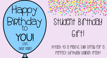 Birthday Balloon Straw Toppers | Birthday gift for students | Editable -  Miss Jacobs Little Learners