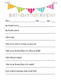 Student Birthday Interview Questions by Teaching Hands On in Preschool