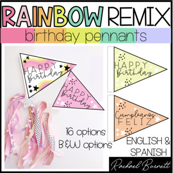 Preview of Student Birthday Tags // Rainbow Remix 90's classroom decor