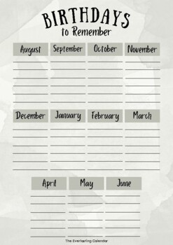 Student Birthdays To Remember - Printable Perpetual Calendar By 8 Is Great