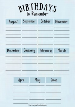 Student Birthdays to Remember - Printable Perpetual Calendar by 8 Is Great