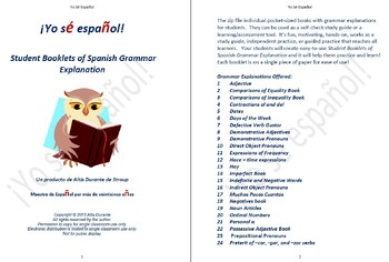 Preview of Student Booklets of Spanish Grammar Explanation
