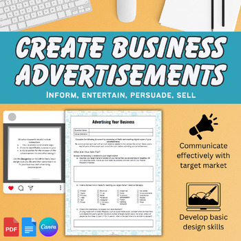 Preview of Student Business Advertisements Activity: Create 3 Business Advertisements