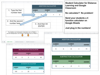 Preview of Student Calculators for Google Classroom and Distance Learning