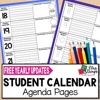 Preview of Student Calendar Weekly Agenda Planner with Parent Communication Log