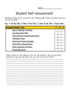 Student Character Traits Self-Assessments by Elementary Enthusiasts