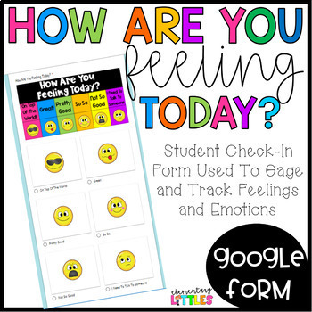 Preview of Student Check In | How Are You Feeling Today?-Google Form