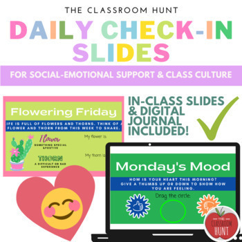 Preview of Student Check-In Monday-Friday Slides and Digital Journal - Social Emotional